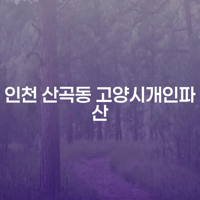 인천 산곡동과 고양시에서 개인파산을 고려해야 하는 이유는 무엇일까요?